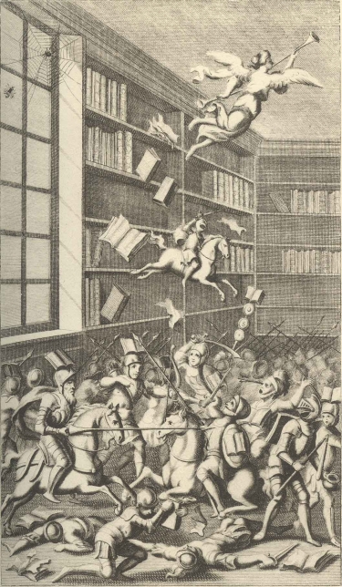 Woodcut from Jonathan Swift's Battle of the Books